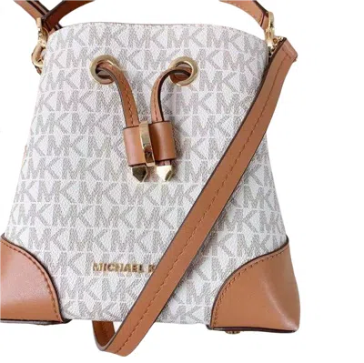 Michael Kors Mercer Gallery Xs Convertible Bucket Mk Signature Crossbody Bag In Brn/acorn