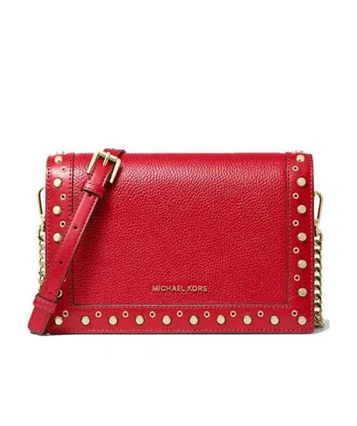 Michael Kors Mercer Large Rivet Decorated Satchel In Red