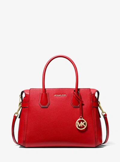 Michael Kors Mercer Medium Belted Satchel In Red