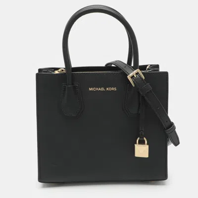 Pre-owned Michael Kors Mercer Medium Black Leather Tote