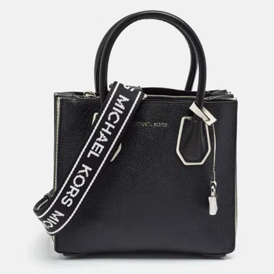 Pre-owned Michael Kors Mercer Medium Black/white Leather Tote