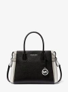 Michael Kors Mercer Medium Color-block Belted Satchel In Black