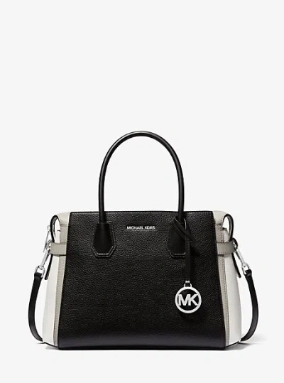 Michael Kors Mercer Medium Color-block Belted Satchel In Black