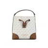 Michael Kors Mercer Small Ivory Signature Leather Bucket Crossbody Women's Bag In Multi