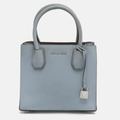 Pre-owned Michael Kors Mercer Small Light Blue Leather Tote