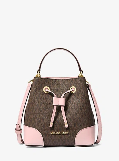 Michael Kors Mercer Small Logo Bucket Bag In Pink
