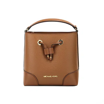 Michael Kors Mercer Small Luggage Pebbled Leather Bucket Crossbody Bag Purse In Multi