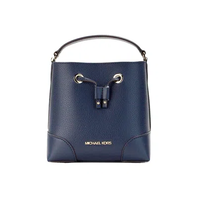 Michael Kors Mercer Small Navy Pebbled Leather Bucket Crossbody Bag Purse In Multi