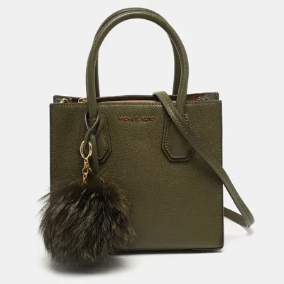 Pre-owned Michael Kors Mercer Small Olive Green Leather Tote