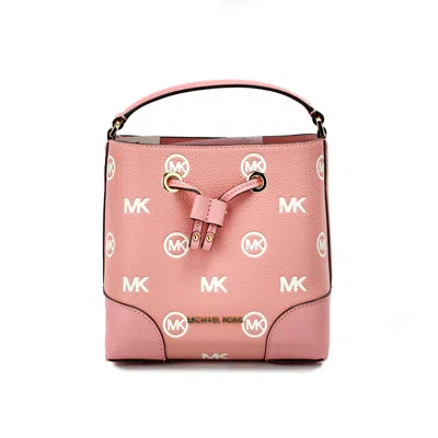 Michael Kors Mercer Small Primrose Embossed Drawstring Bucket Messenger Bag In Pink