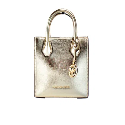 Michael Kors Mercer Xs Pale Gold Metallic North South Shopper Crossbody Bag