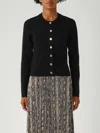 Michael Kors Stretch Wool Blend Cardigan With Crew Neck In Black