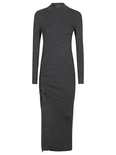 Michael Kors Merino Ruched Midi Dress In Derby Heather