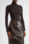 Michael Kors Longline Cashmere Turtleneck Sweater In Chocolate