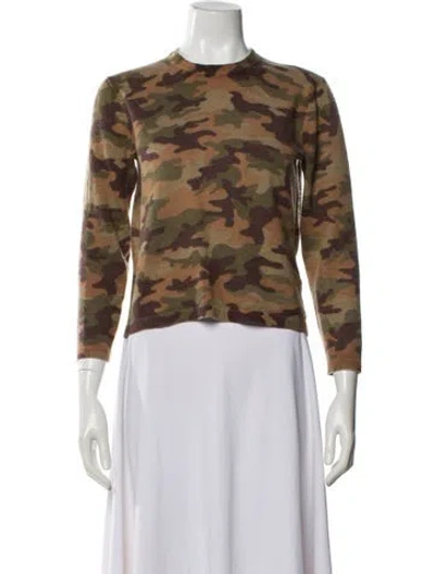 Pre-owned Michael Kors Merino Wool Camouflage Print Top In Multi