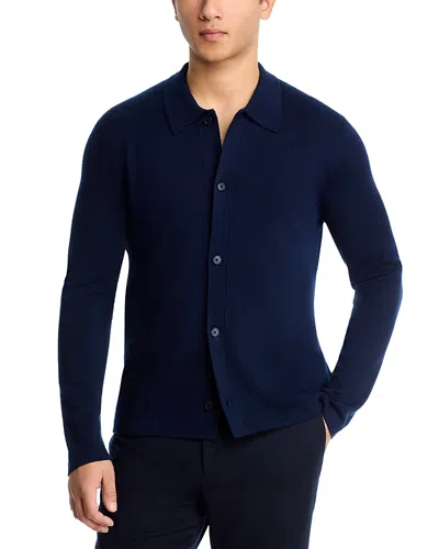 Michael Kors Merino Wool Cardigan In Blue