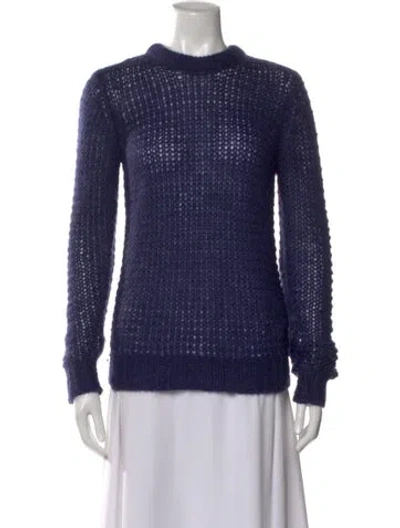 Pre-owned Michael Kors Merino Wool Crew Neck Sweater In Blue