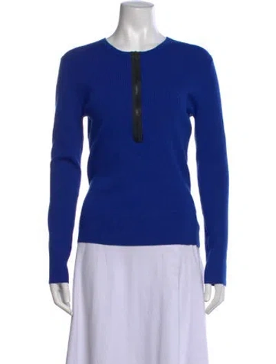 Pre-owned Michael Kors Merino Wool Crew Neck Sweater In Blue