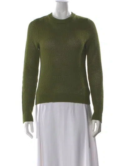 Pre-owned Michael Kors Merino Wool Crew Neck Sweater In Green