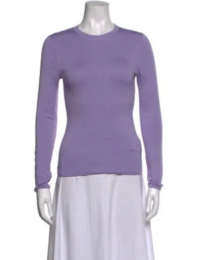 Pre-owned Michael Kors Merino Wool Crew Neck Sweater In Purple