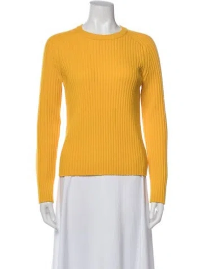 Pre-owned Michael Kors Merino Wool Crew Neck Sweater In Yellow