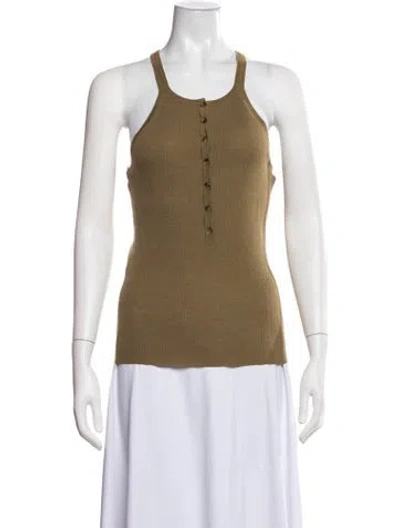 Pre-owned Michael Kors Merino Wool Crew Neck Top In Brown