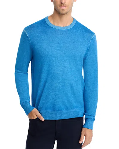 Michael Kors Merino Wool Garment Dyed Sweater In Blue