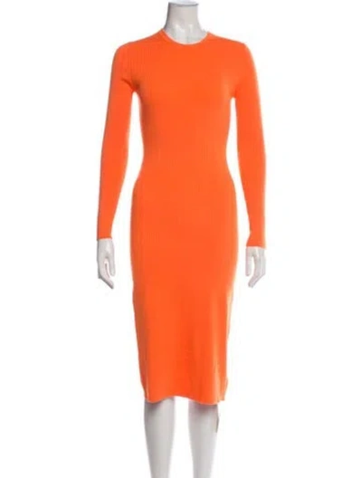Pre-owned Michael Kors Merino Wool Knee-length Dress In Orange