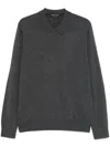 Michael Kors Merino Wool Long Sleeve Polo Shirt In Gray