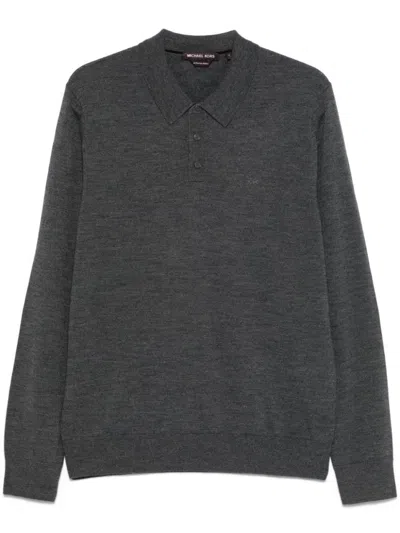 MICHAEL KORS MERINO WOOL LONG SLEEVE POLO SHIRT