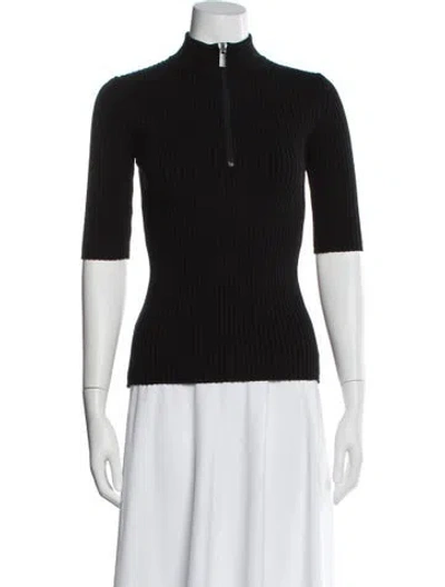 Pre-owned Michael Kors Merino Wool Mock Neck Sweater In Black