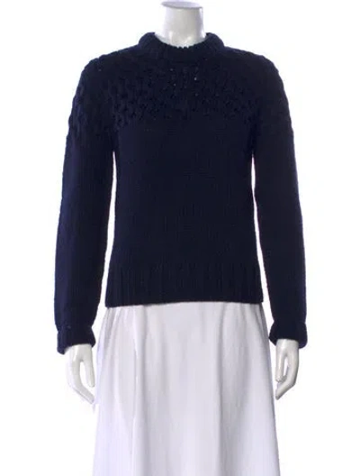 Pre-owned Michael Kors Merino Wool Mock Neck Sweater In Blue