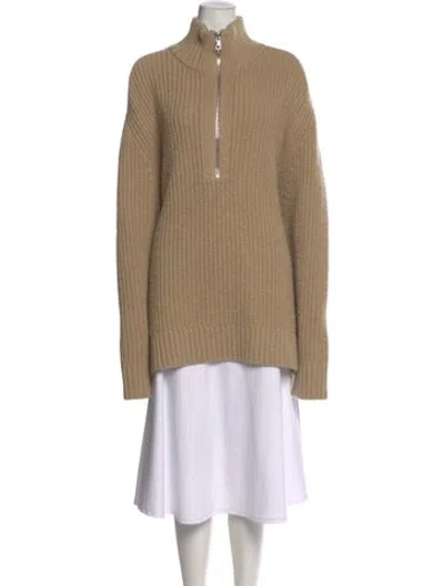 Pre-owned Michael Kors Merino Wool Mock Neck Sweater In Brown