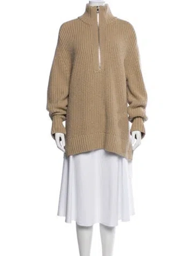 Pre-owned Michael Kors Merino Wool Mock Neck Sweater In Neutral