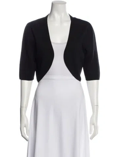 Pre-owned Michael Kors Merino Wool Open Front Sweater In Black