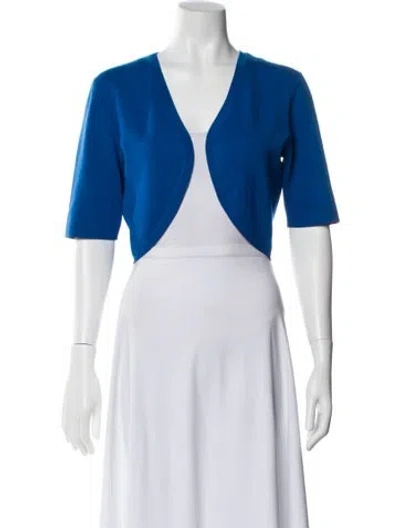 Pre-owned Michael Kors Merino Wool Open Front Sweater In Blue