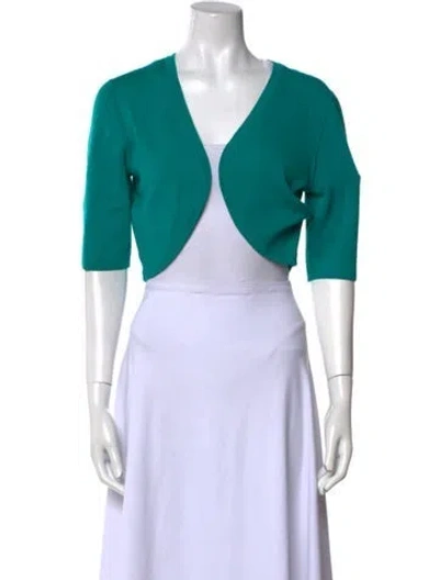 Pre-owned Michael Kors Merino Wool Open Front Sweater In Blue