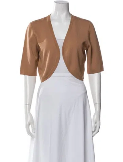 Pre-owned Michael Kors Merino Wool Open Front Sweater In Brown