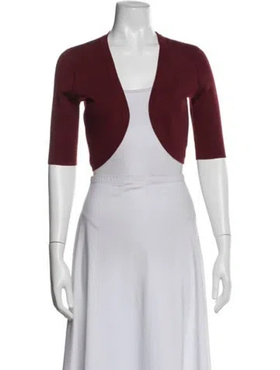 Pre-owned Michael Kors Merino Wool Open Front Sweater In Burgundy