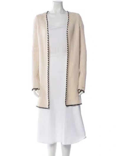 Pre-owned Michael Kors Merino Wool Open Front Sweater In Neutral