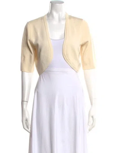 Pre-owned Michael Kors Merino Wool Open Front Sweater In Neutrals
