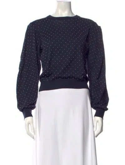 Pre-owned Michael Kors Merino Wool Polka Dot Print Sweater In Blue