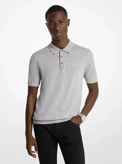 Michael Kors Merino Wool Polo Shirt In Gray