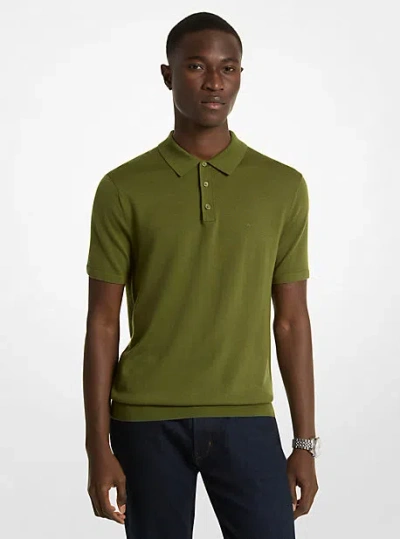 Michael Kors Merino Wool Polo Shirt In Green