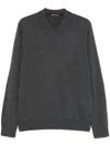 Michael Kors Merino Wool Long Sleeve Polo Shirt In Grey