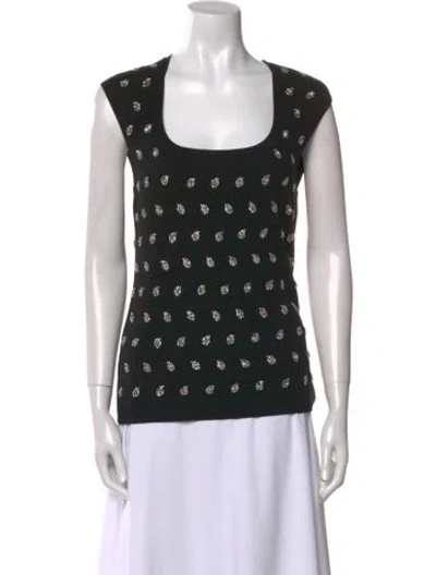 Pre-owned Michael Kors Merino Wool Printed Top In Black