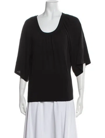 Pre-owned Michael Kors Merino Wool Scoop Neck T-shirt In Black