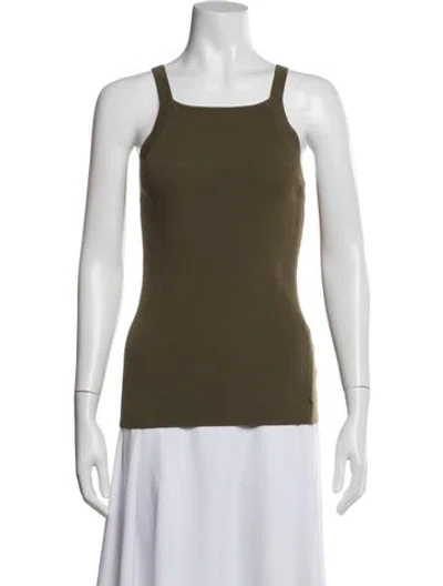 Pre-owned Michael Kors Merino Wool Square Neckline Sweater In Green