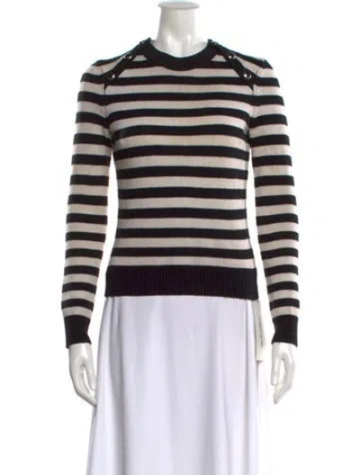 Pre-owned Michael Kors Merino Wool Striped Sweater In Black