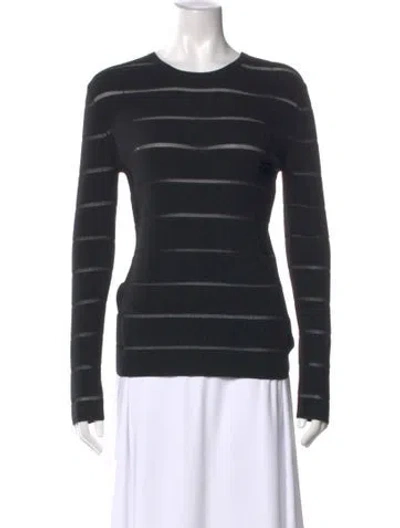 Pre-owned Michael Kors Merino Wool Striped Top In Black